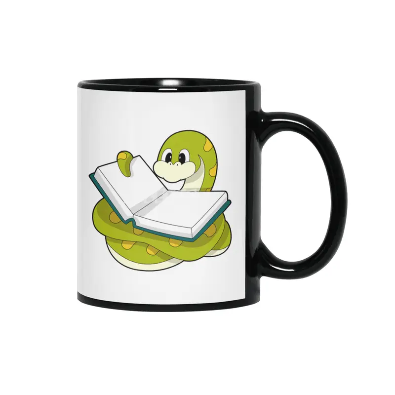 Snake at Reading with Book Siyah Kupa