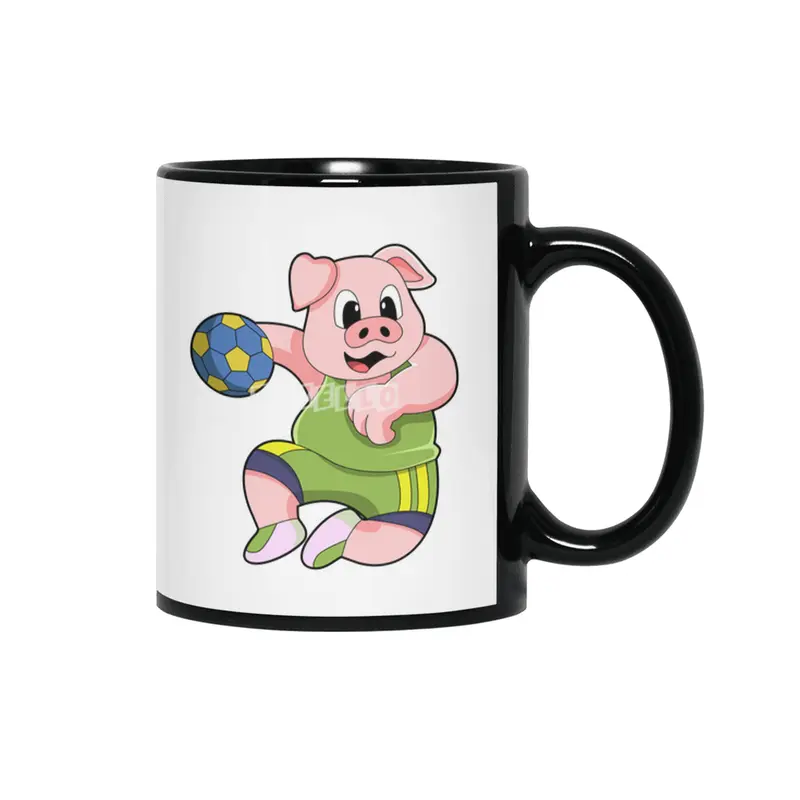 Pig as Handball player with Handball Siyah Kupa