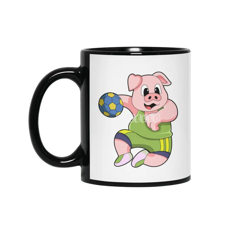 Pig as Handball player with Handball Siyah Kupa