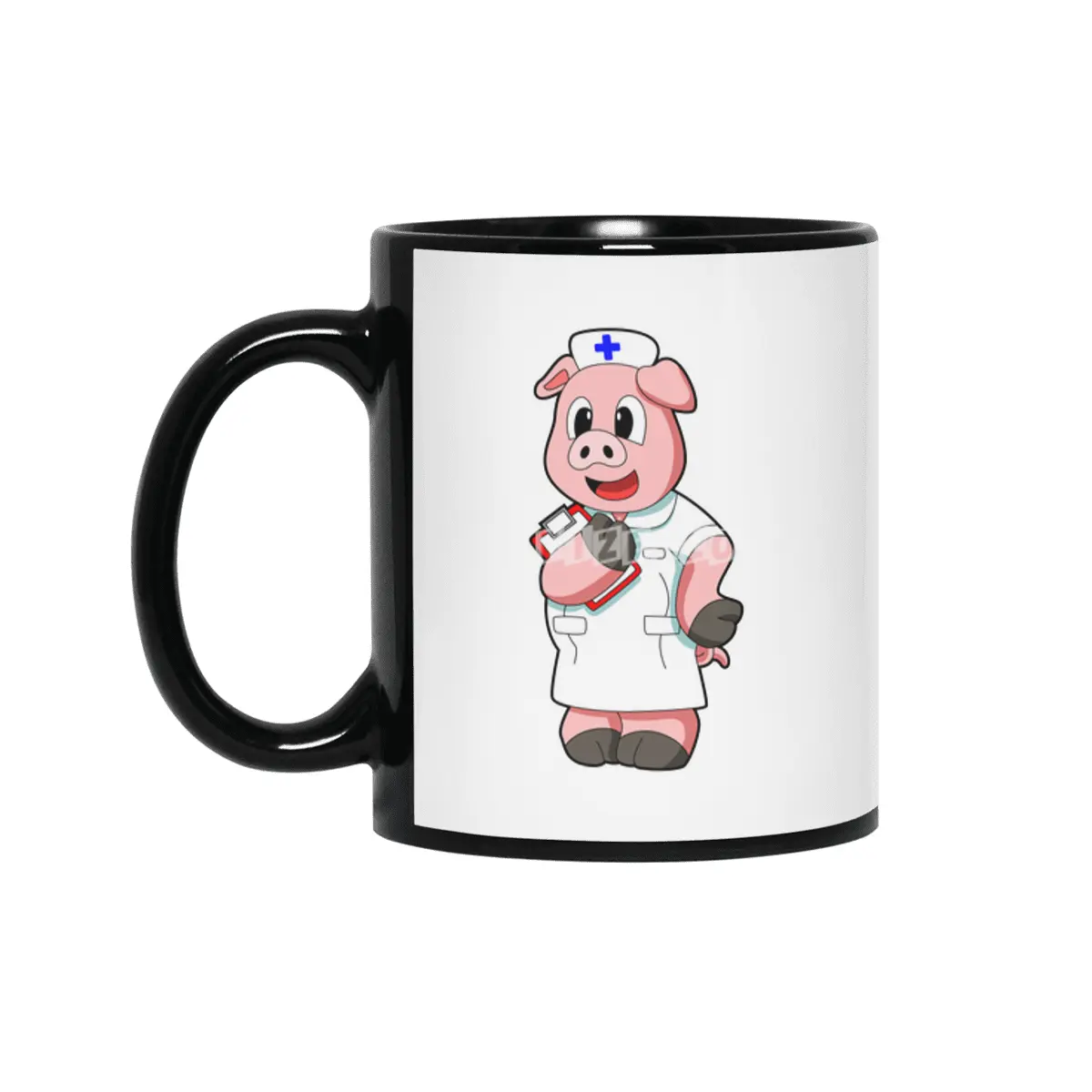 Pig as Nurse with Smock Siyah Kupa