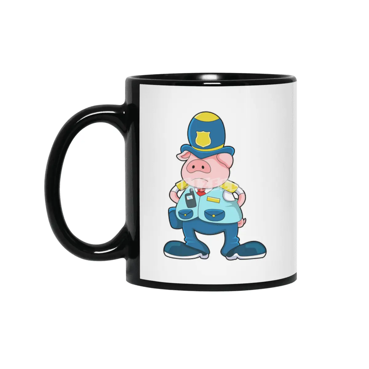 Pig as Police officer with Police Uniform & Hat Siyah Kupa