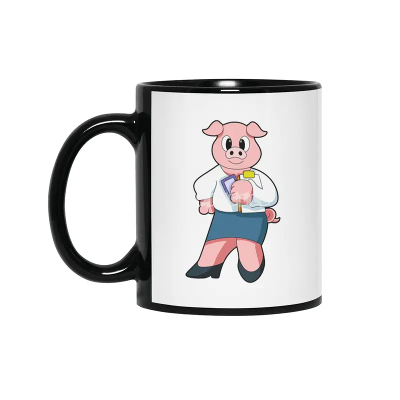 Pig as Secretary with Skirt Siyah Kupa