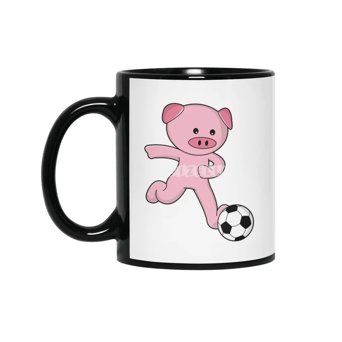 Pig as Soccer player with Soccer ball Siyah Kupa
