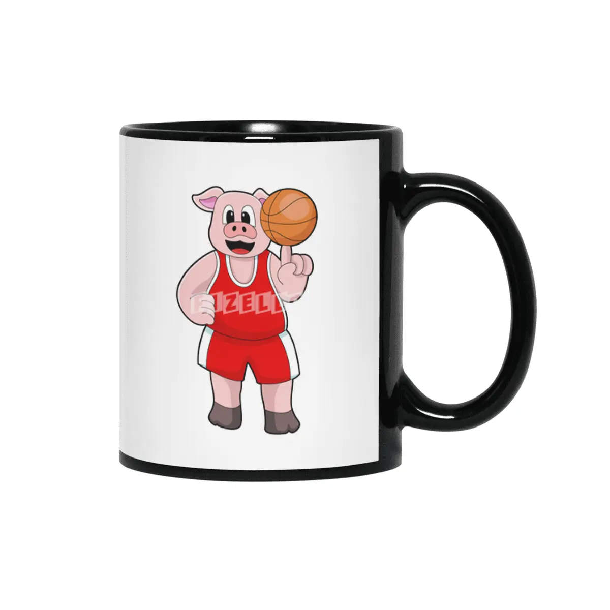Pig at Basketball Sports Siyah Kupa
