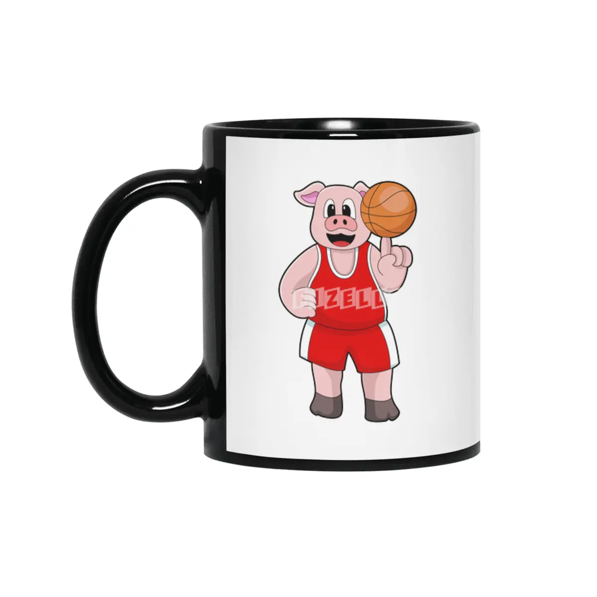 Pig at Basketball Sports Siyah Kupa