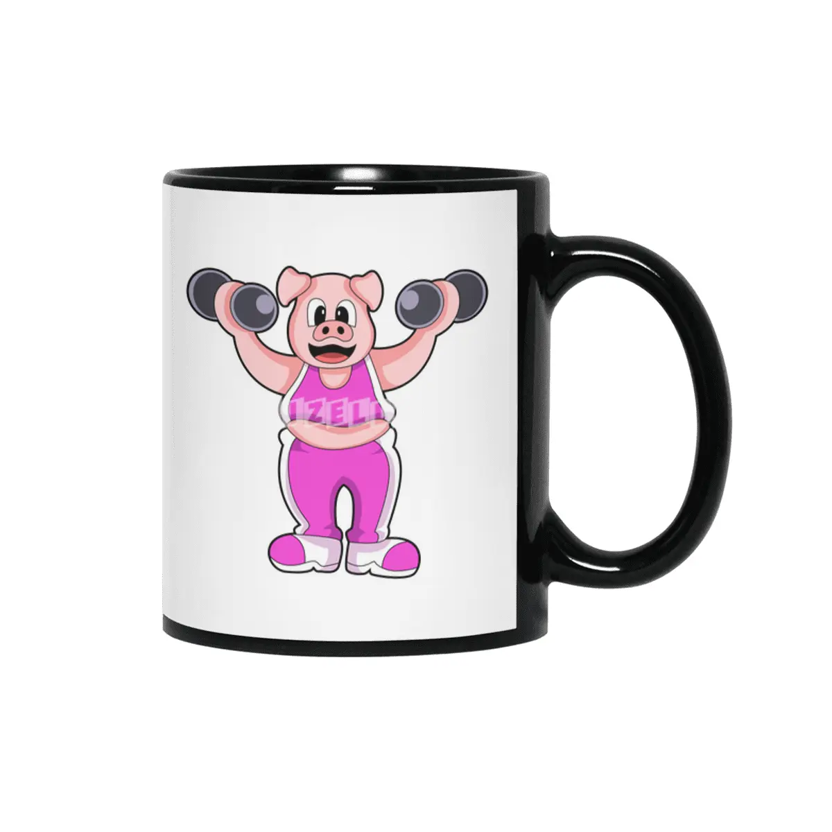 Pig at Bodybuilding with Dumbbells Siyah Kupa