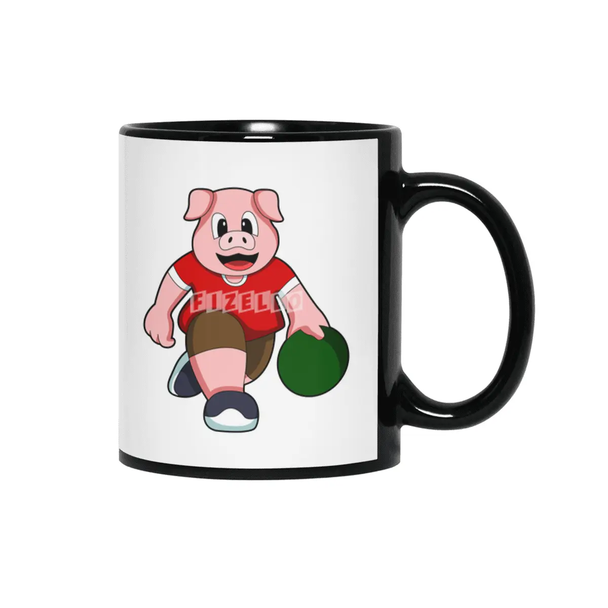 Pig at Bowling with Bowling ball Siyah Kupa