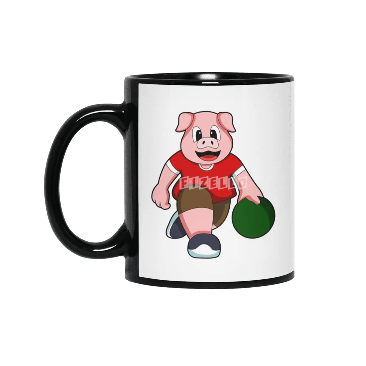Pig at Bowling with Bowling ball Siyah Kupa