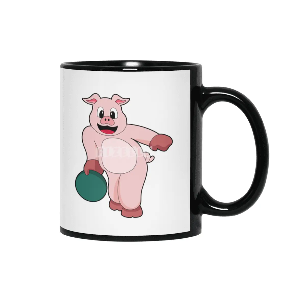 Pig at Bowling with Bowling ball Siyah Kupa