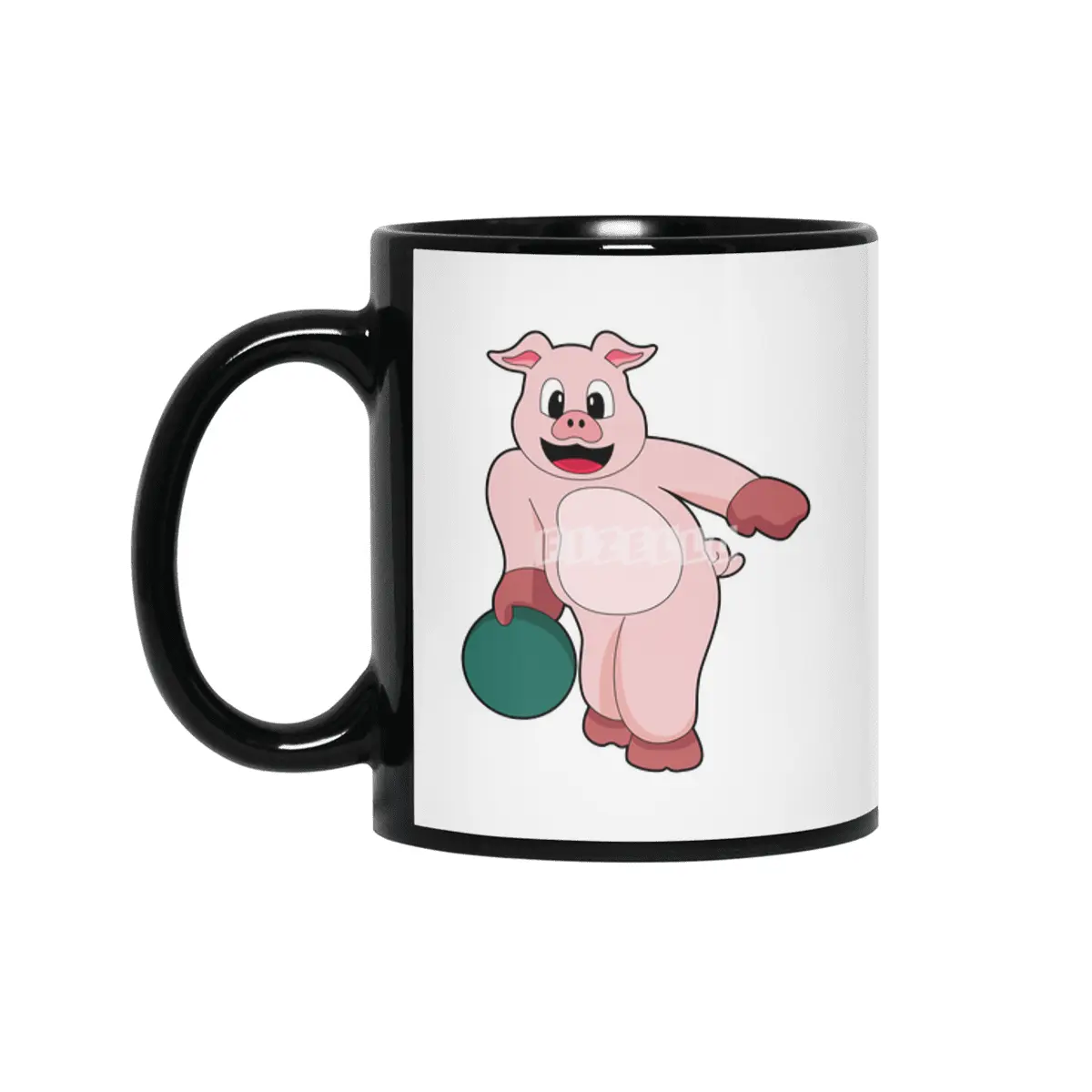 Pig at Bowling with Bowling ball Siyah Kupa