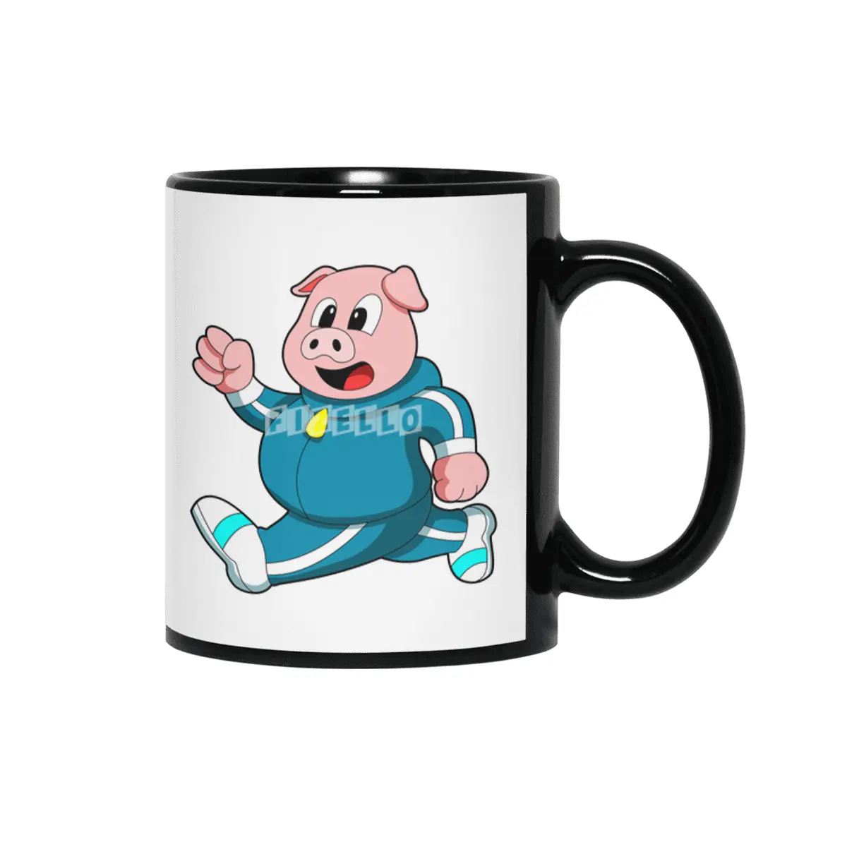 Pig at Fitness - Jogging with Jogging suit Siyah Kupa
