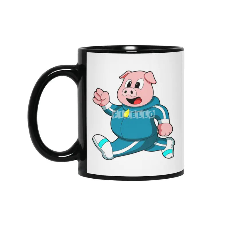 Pig at Fitness - Jogging with Jogging suit Siyah Kupa