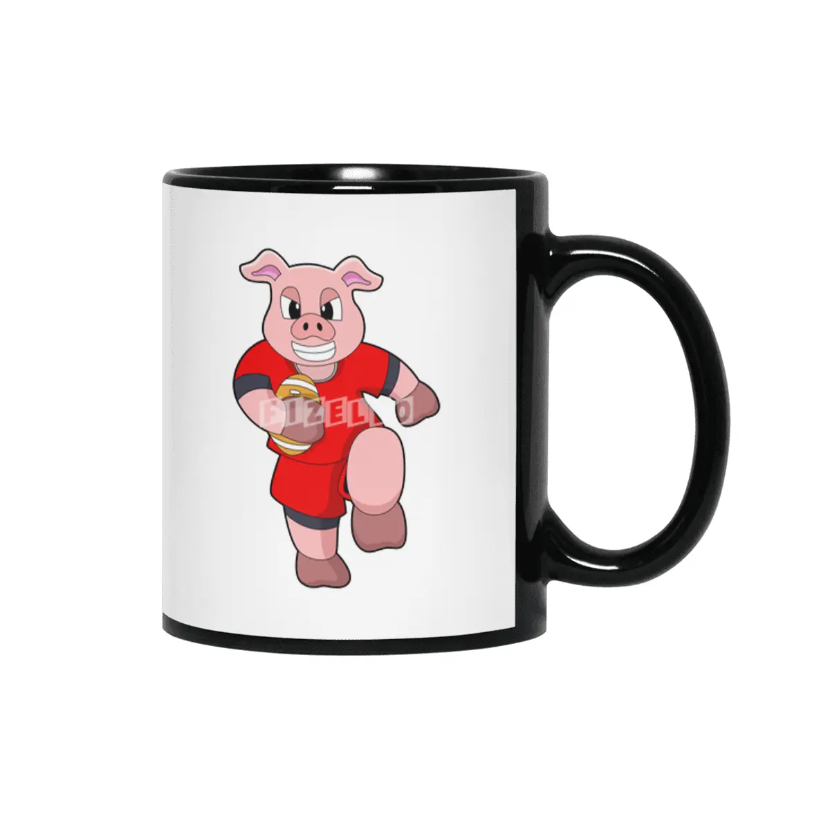 Pig at Football Sports Siyah Kupa