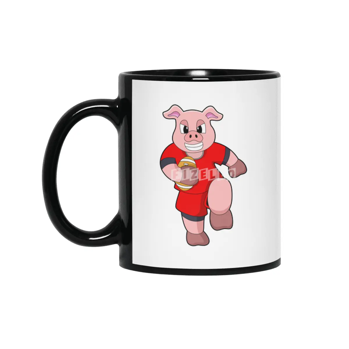 Pig at Football Sports Siyah Kupa