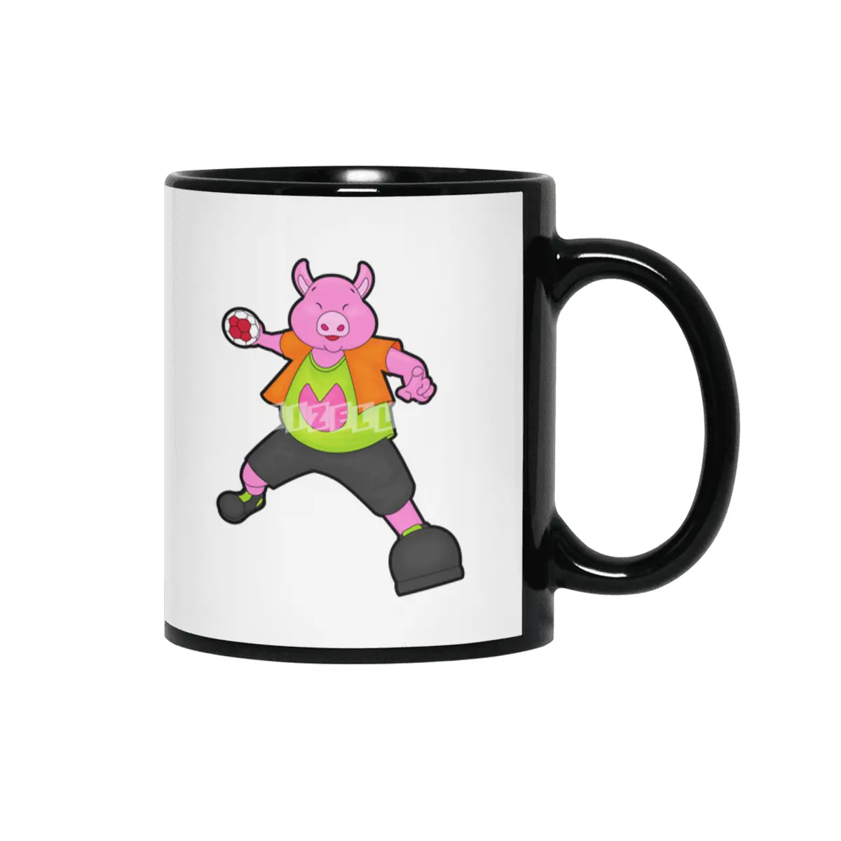 Pig at Handball player with Handball Siyah Kupa