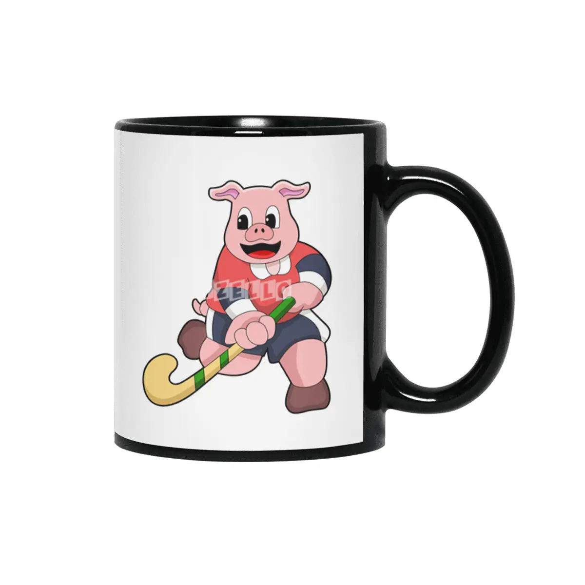 Pig at Hockey with Hockey bat Siyah Kupa