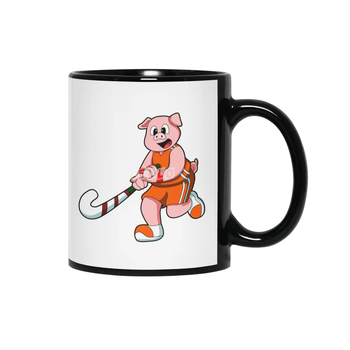 Pig at Hockey with Hockey stick Siyah Kupa
