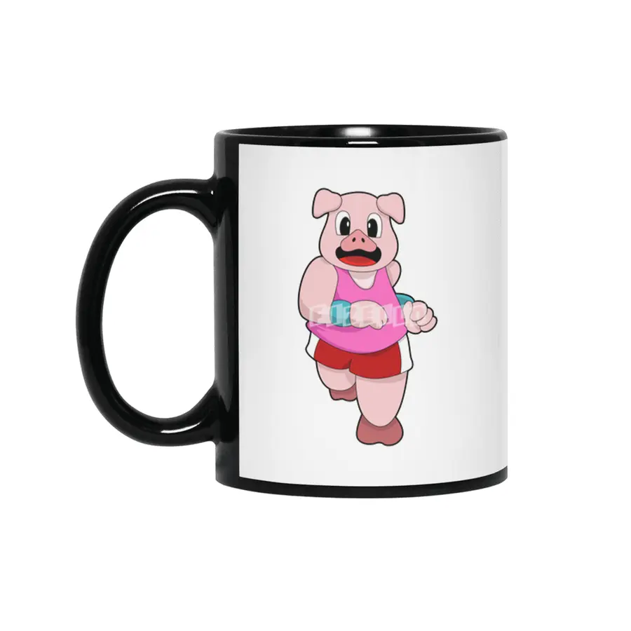 Pig at Running Siyah Kupa