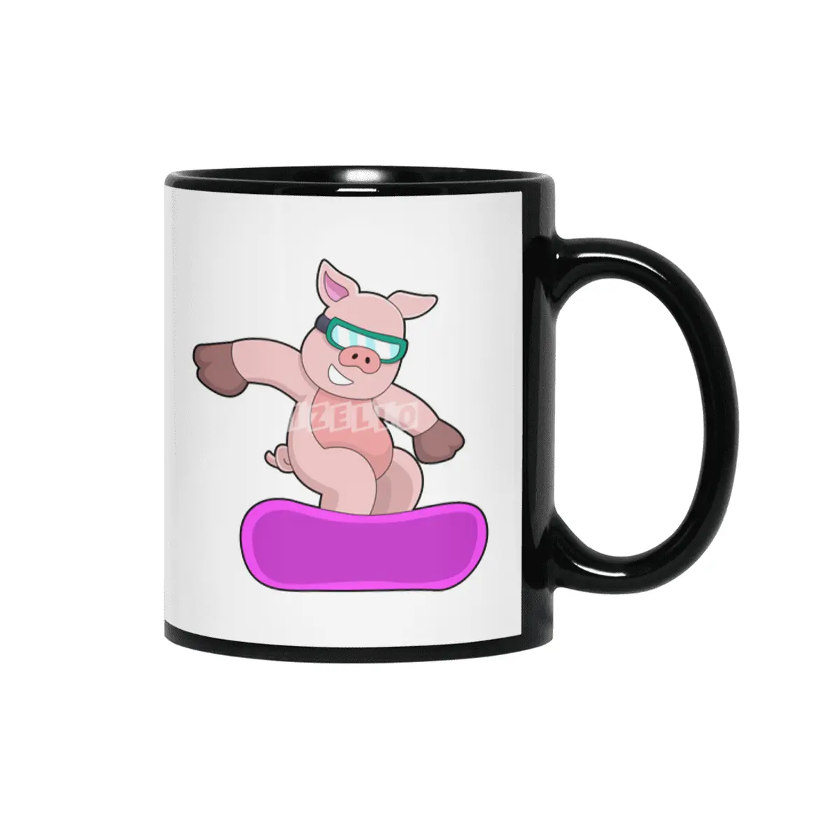 Pig at Snowboard Sports & Ski goggles Siyah Kupa