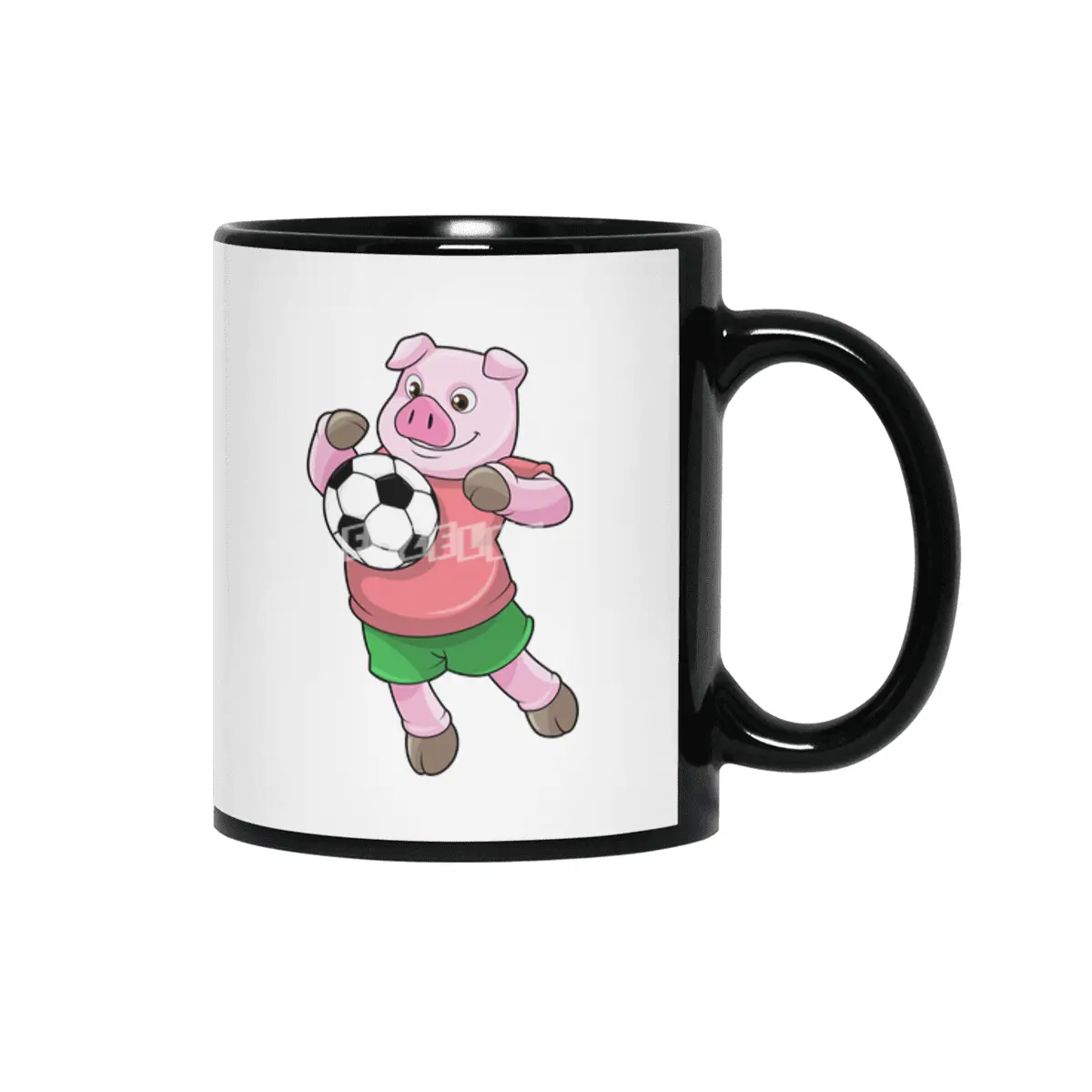 Pig at Soccer Sports Siyah Kupa