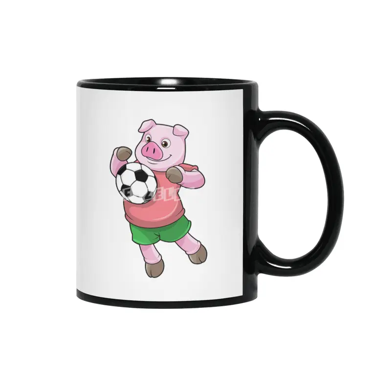 Pig at Soccer Sports Siyah Kupa