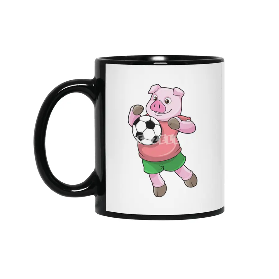 Pig at Soccer Sports Siyah Kupa