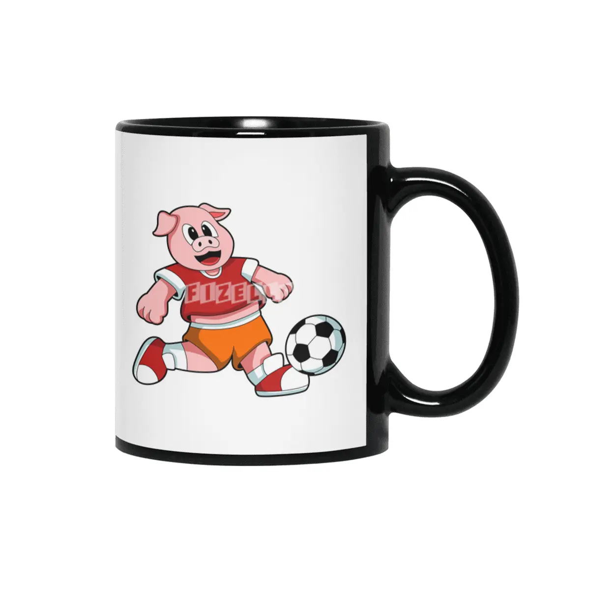 Pig at Sports with Soccer Siyah Kupa