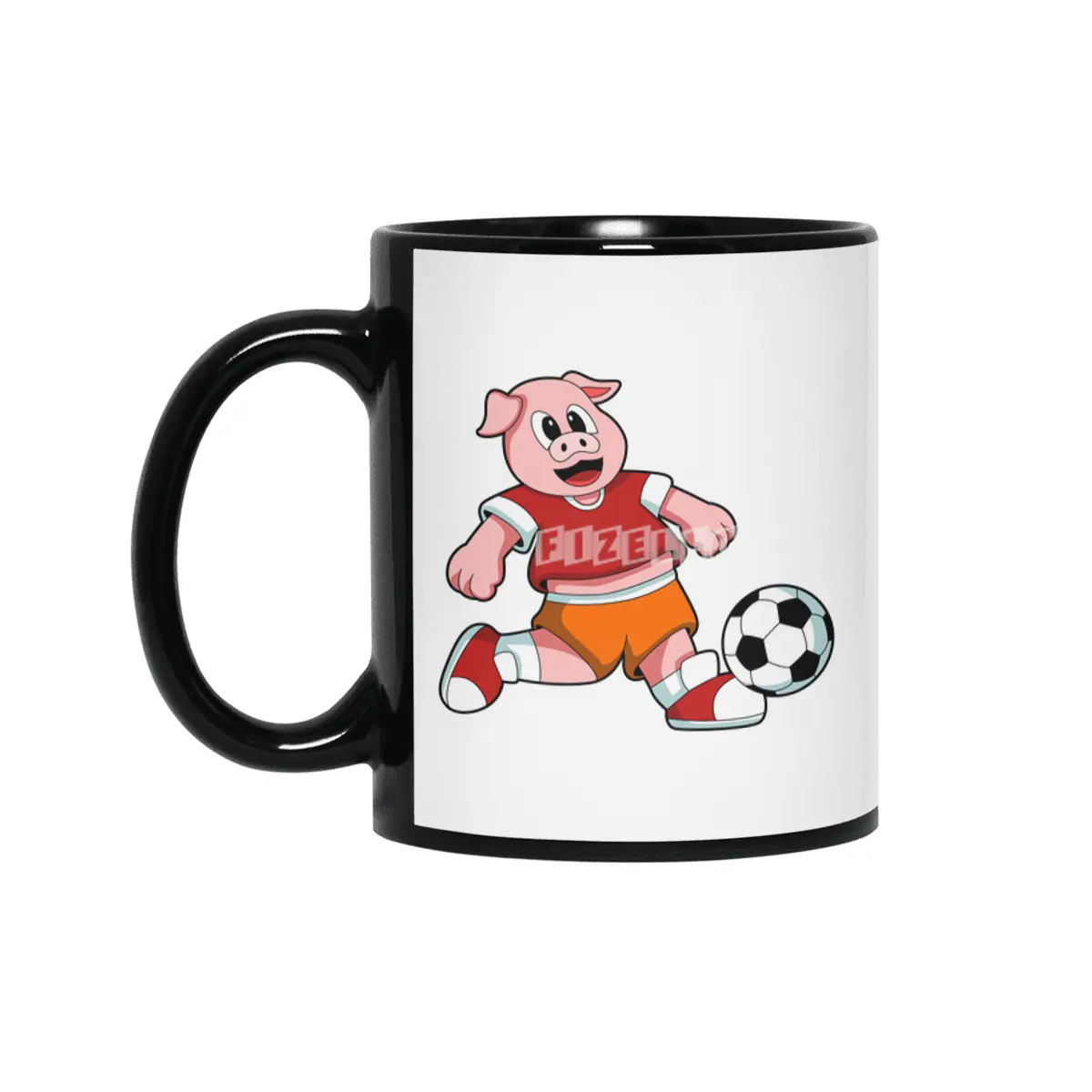 Pig at Sports with Soccer Siyah Kupa