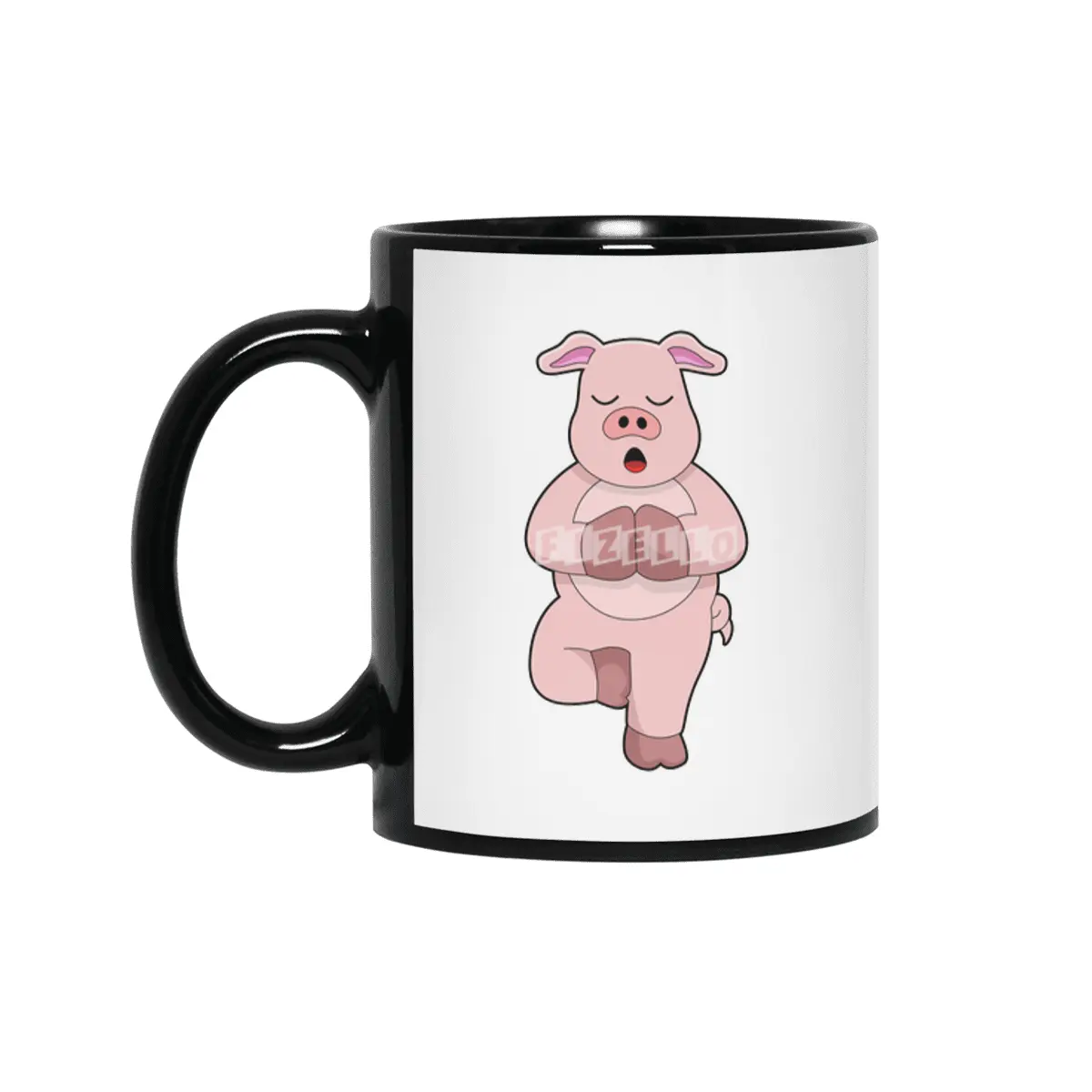 Pig at Yoga on a Leg Siyah Kupa