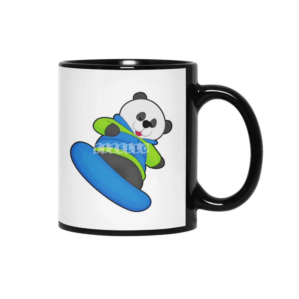 Panda as Snowboarder with Snowboard Siyah Kupa