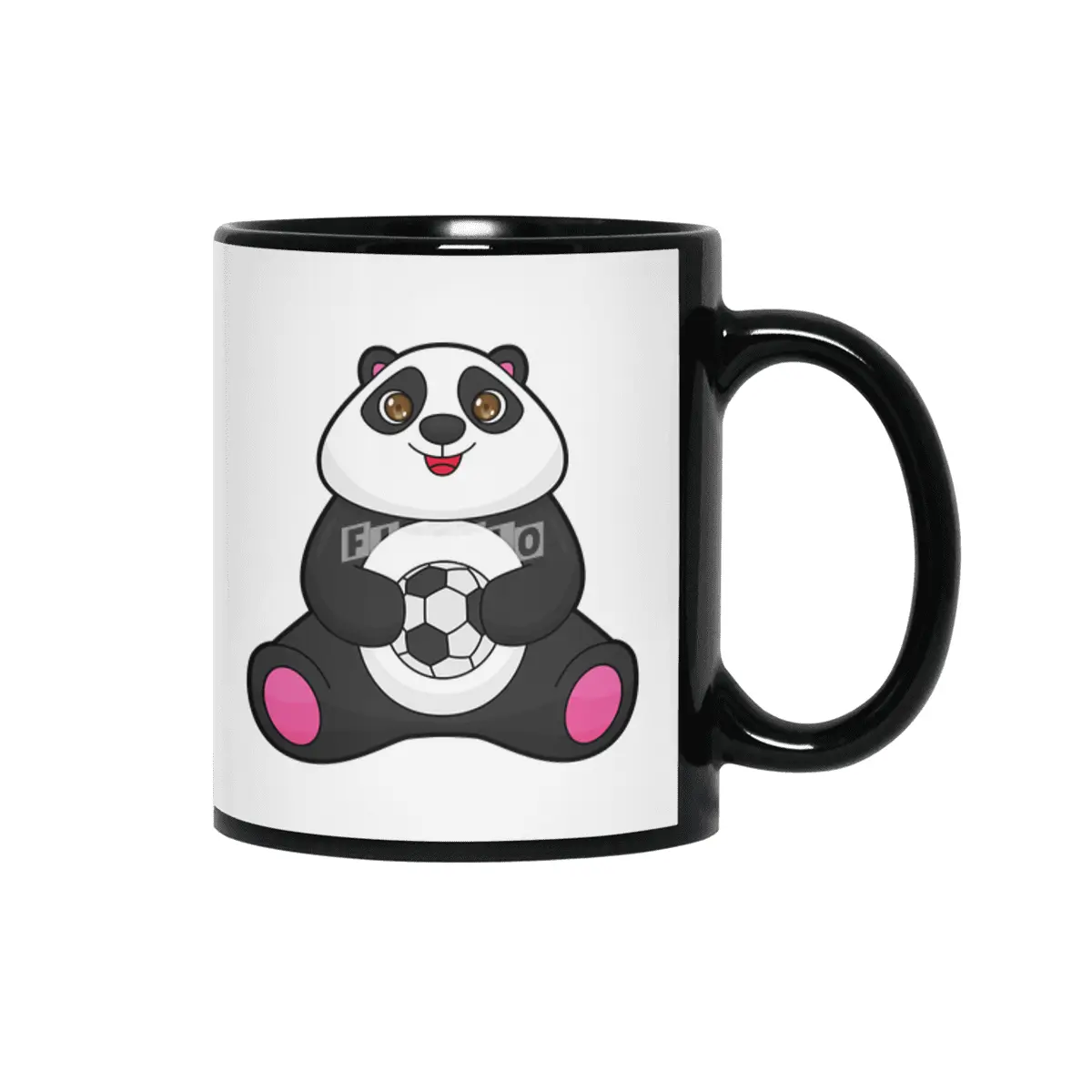 Panda as Soccer player with Soccer ball Siyah Kupa