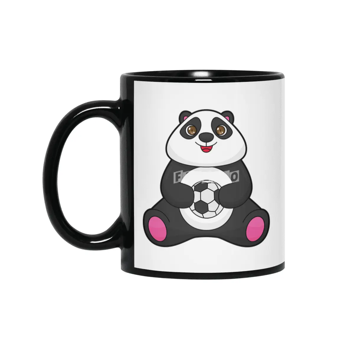 Panda as Soccer player with Soccer ball Siyah Kupa