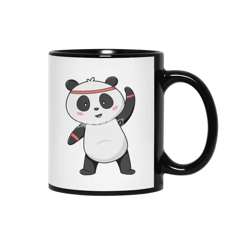 Panda at Fitness with Headband & Sweatband Siyah Kupa