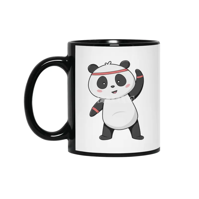 Panda at Fitness with Headband & Sweatband Siyah Kupa