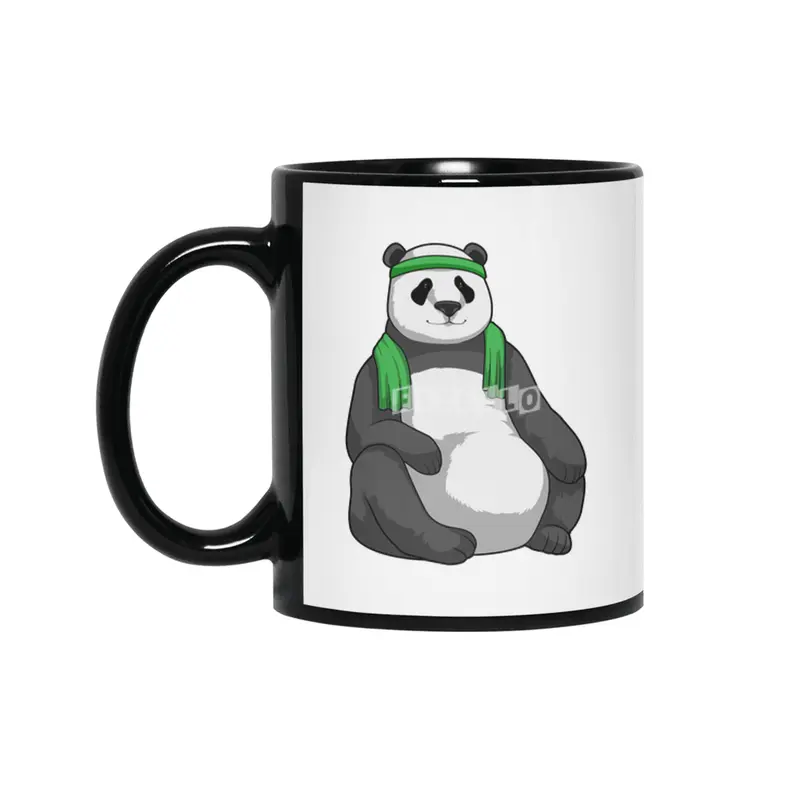 Panda at Fitness with Towel Siyah Kupa