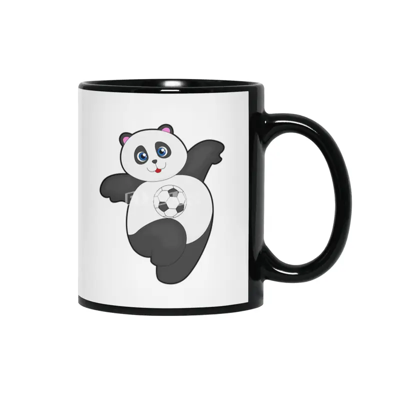 Panda at Soccer Sports Siyah Kupa