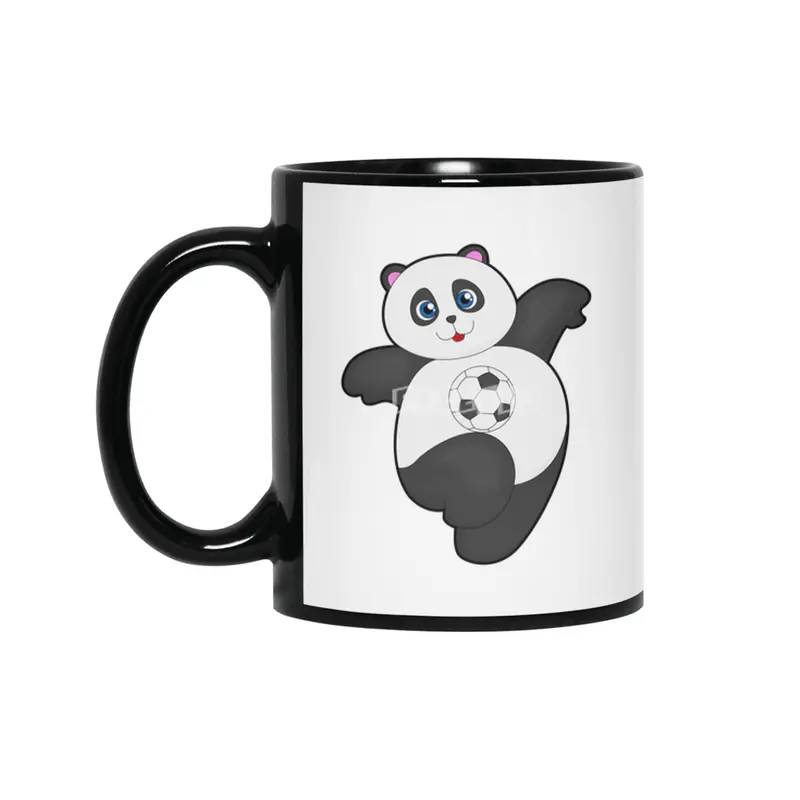 Panda at Soccer Sports Siyah Kupa