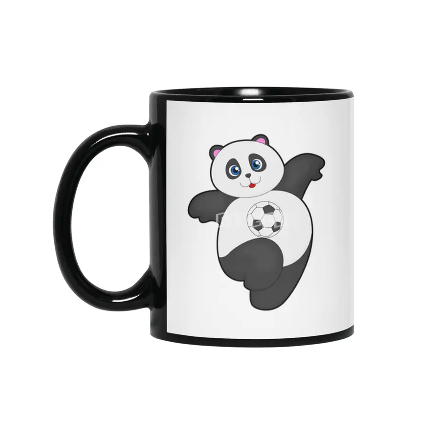 Panda at Soccer Sports Siyah Kupa