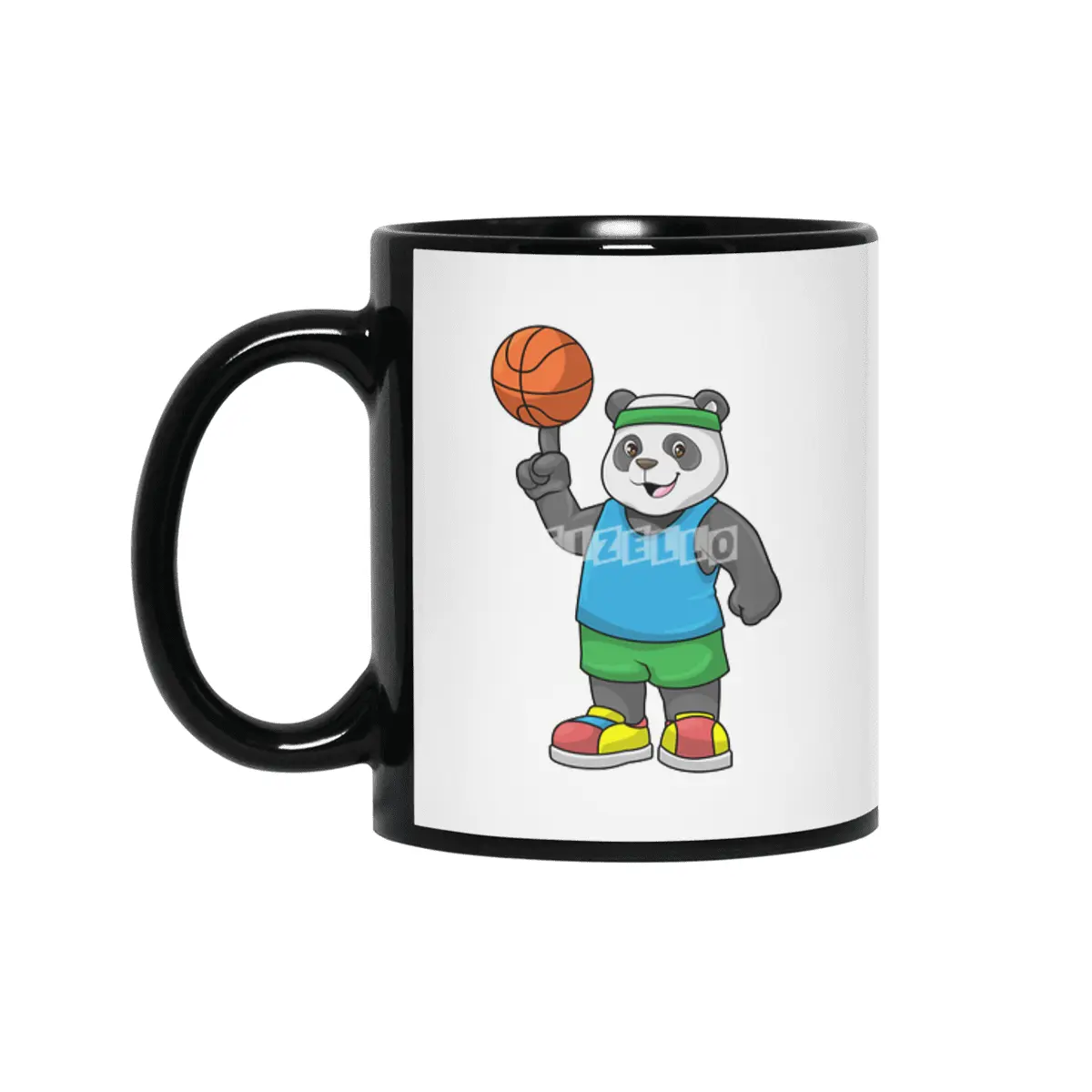 Panda at Sports with Basketball Siyah Kupa