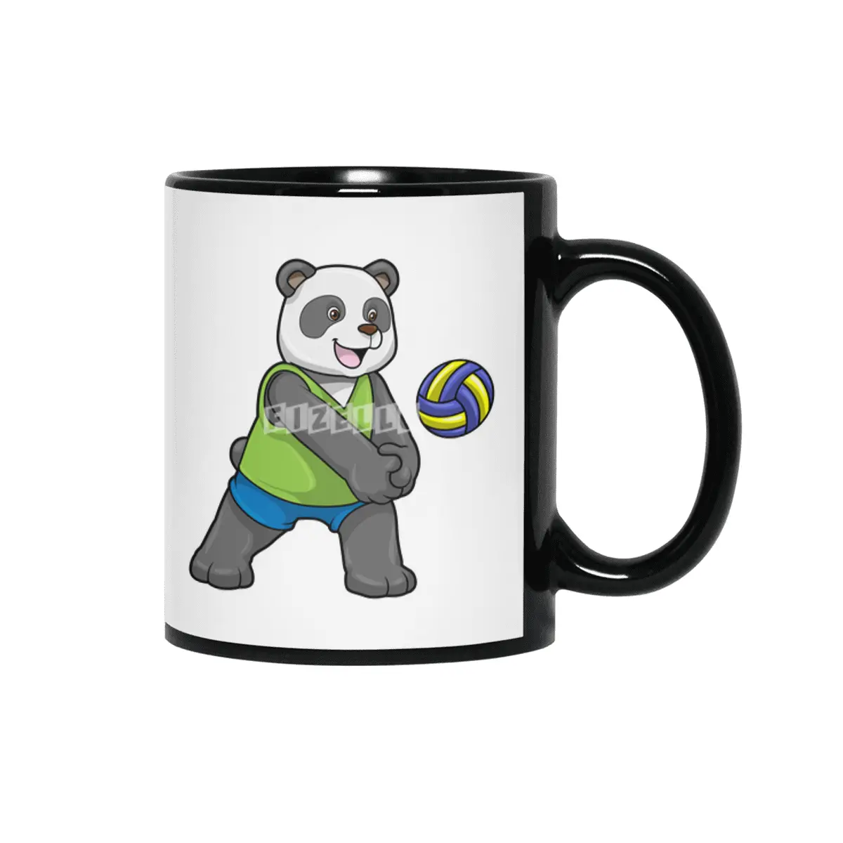 Panda at Sports with Volleyball Siyah Kupa