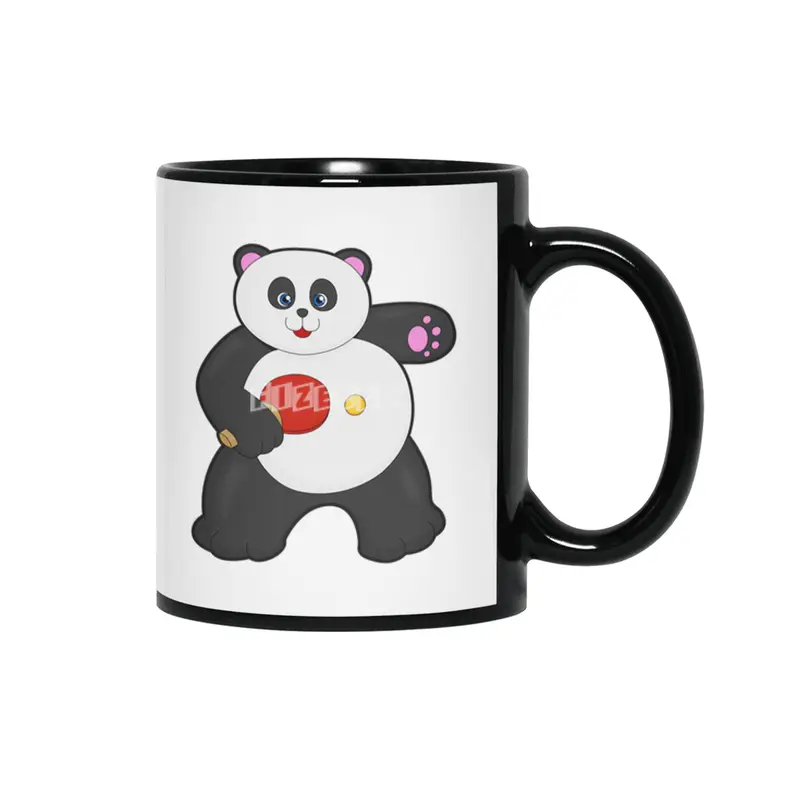 Panda at Table tennis with Table tennis racket Siyah Kupa