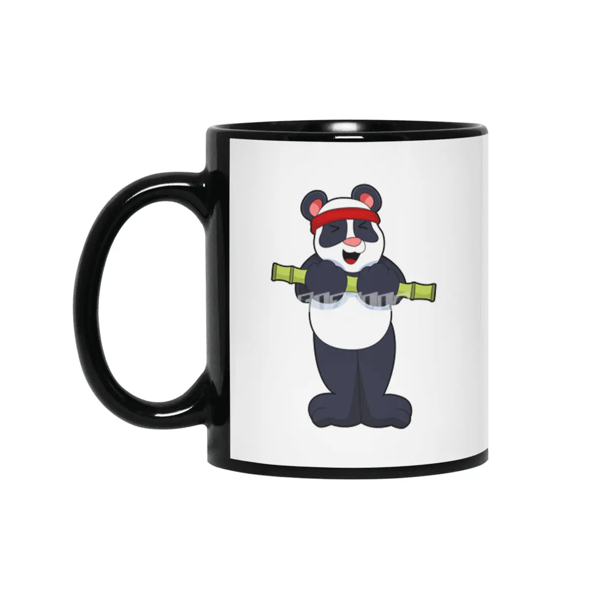 Panda at Work out with Bamboo Weight Siyah Kupa