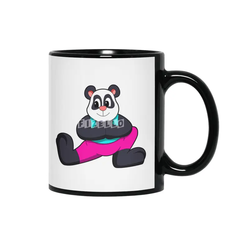Panda at Yoga stretching exercises Siyah Kupa