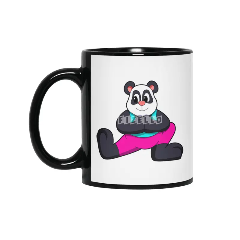 Panda at Yoga stretching exercises Siyah Kupa