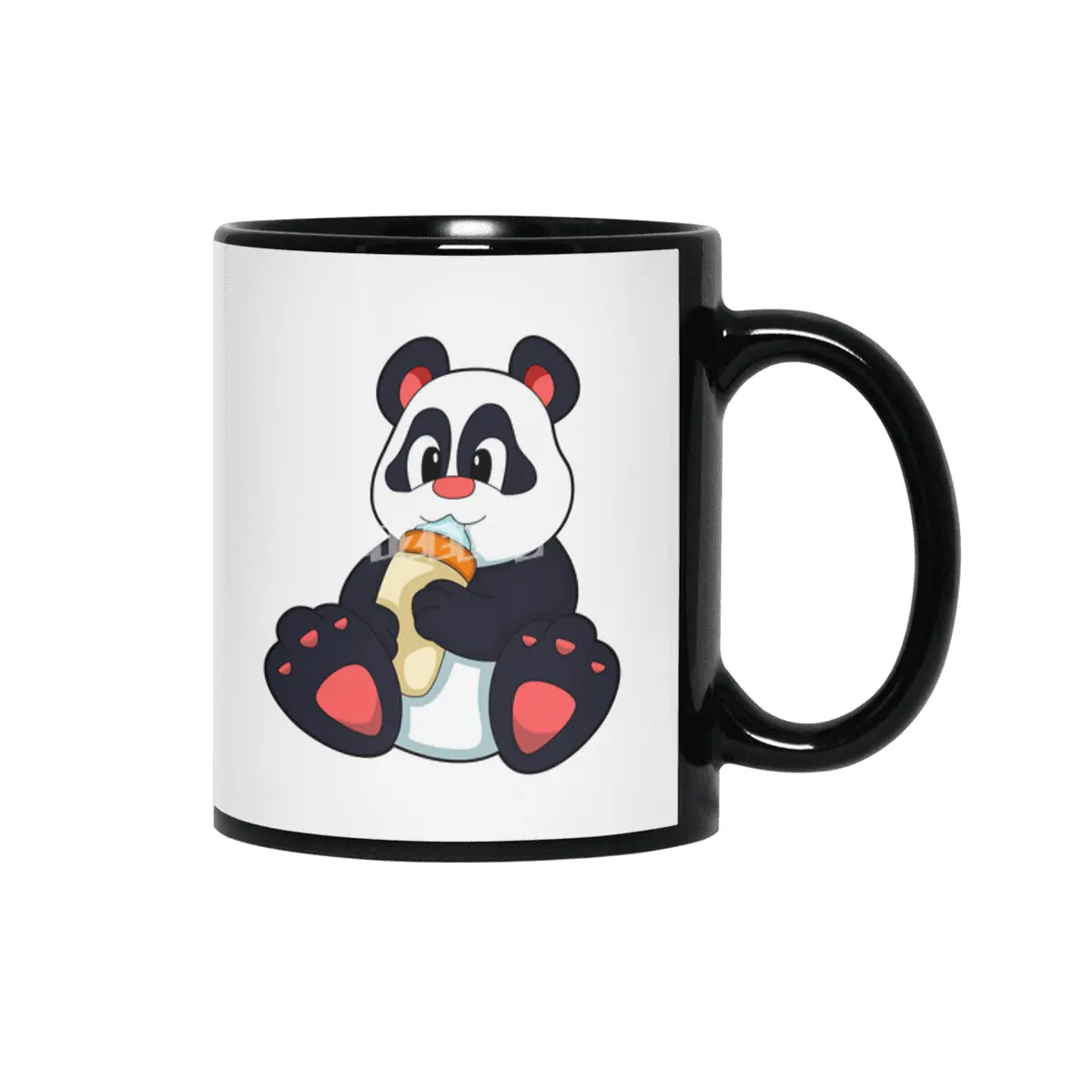 Panda with Baby bottle with Milk Siyah Kupa