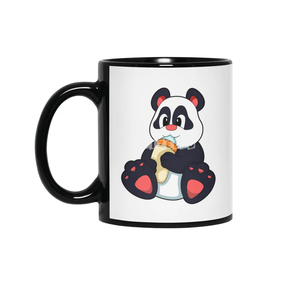 Panda with Baby bottle with Milk Siyah Kupa