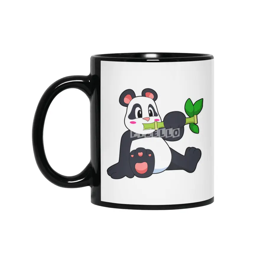 Panda with Bamboo Siyah Kupa