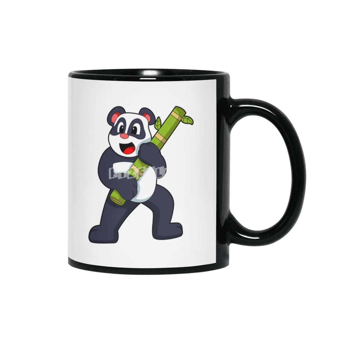 Panda with Bamboo Siyah Kupa
