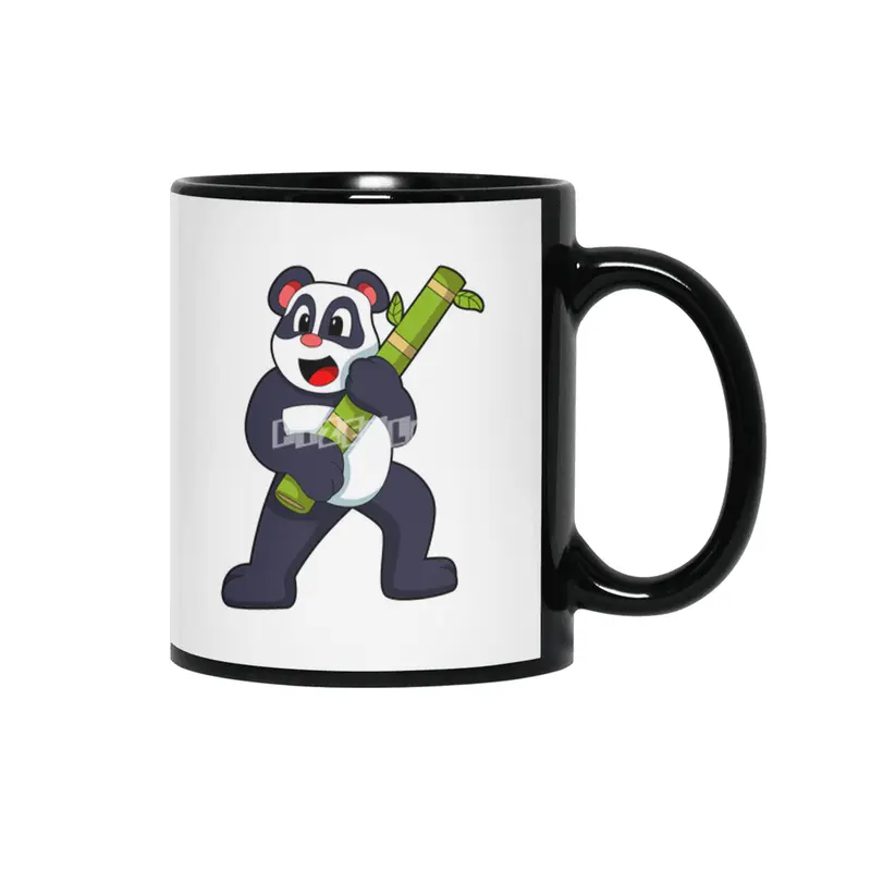Panda with Bamboo Siyah Kupa
