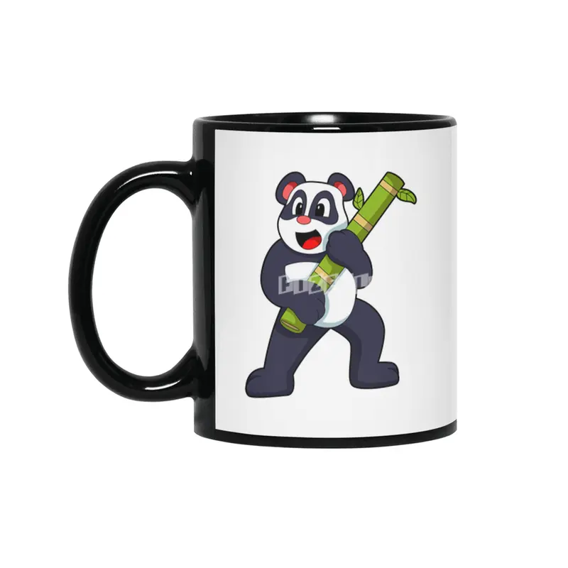 Panda with Bamboo Siyah Kupa